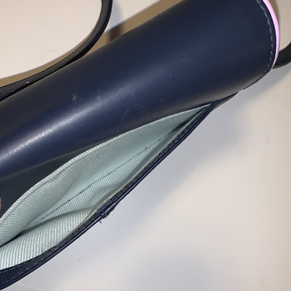 RADLEY London Navy Blue Leather Crossbody Purse with Pink and Purple Accents - Picture 11 of 14